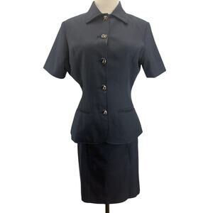 Vintage 80s Murphy and Hartelius Navy Skirt Suit Set 6R 8A Career Office USA